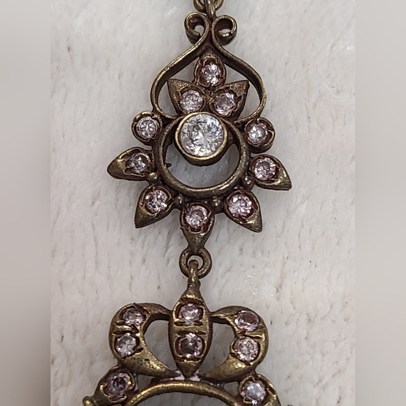 Antique Paste Chandelier Earrings With Clear & Red Stones ***READ DESCRIPTION*** - Picture 4 of 16
